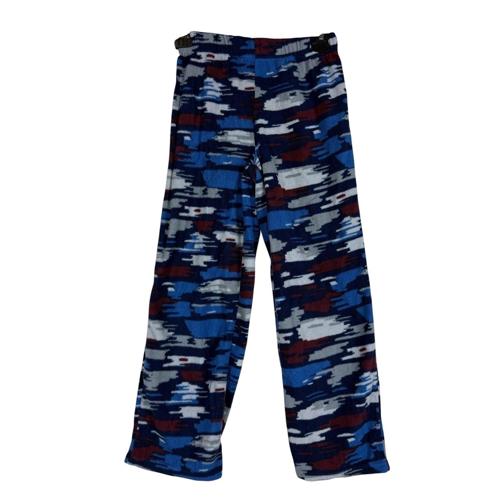Eddie Bauer Pijama Pants Kids 10-12 Blue Fleece Camo Elastic Waist Winter Lounge